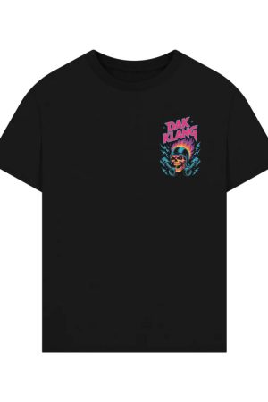 Dak Klang Skull Helmet Fire Neon Graphic T-Shirt
