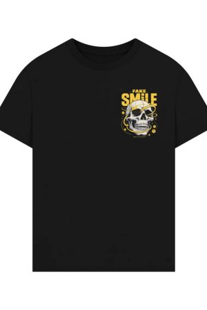 Fake Smile Skull Graffiti Streetwear Design T-Shirt