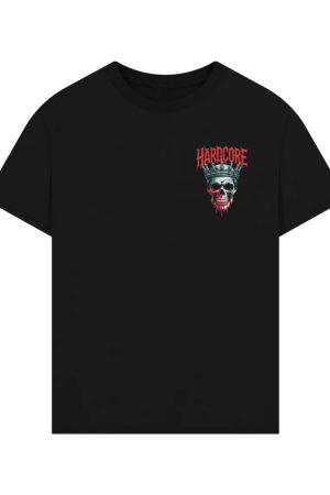 Hardcore Skull King Crown Dark Graphic T-Shirt