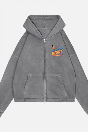 Henry Fire Bottle Retro Cartoon Design Zip Hoodie