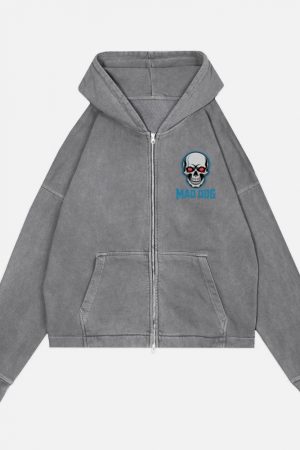 Mad Dog Red Eyes Horror Design Zip Hoodie