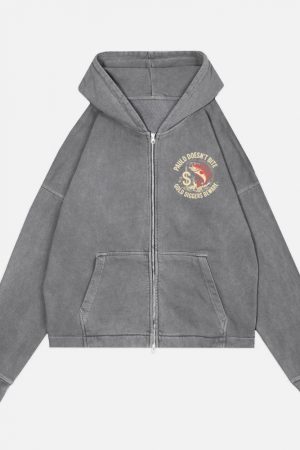 Paulo Doesnt Bite Gold Diggers Beware Funny Fish Design Zip Hoodie