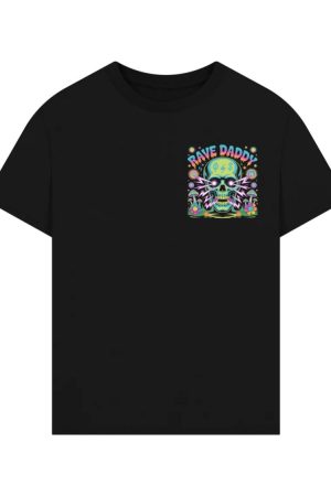Rave Daddy Neon Skull Psychedelic Graphic T-Shirt